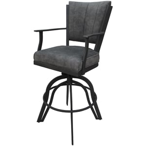 Pemberly Row Swivel Tilt Counter Stool 24&quot Seat in Charcoal Fabric Gray Frame