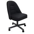 Pemberly Row Dinette Swivel Caster Chairs with Clear Glass in Black Vinyl Grey