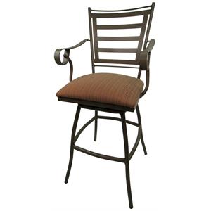 Pemberly Row Contemporary Swivel Counter 26&quot Outdoor Bar Stool with Arms