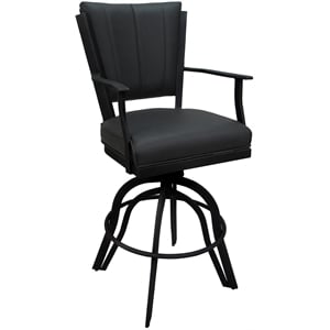 Pemberly Row Swivel Tilt Metal Counter Stool 24&quot Seat in Gray Vinyl Black Frame