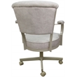 Pemberly Row Swivel Tilt Metal Caster Chair in Smoke Beige Fabric Beige Frame