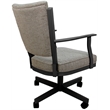 Pemberly Row Swivel Metal Dining Caster Chair in Tan Fabric Gray Frame