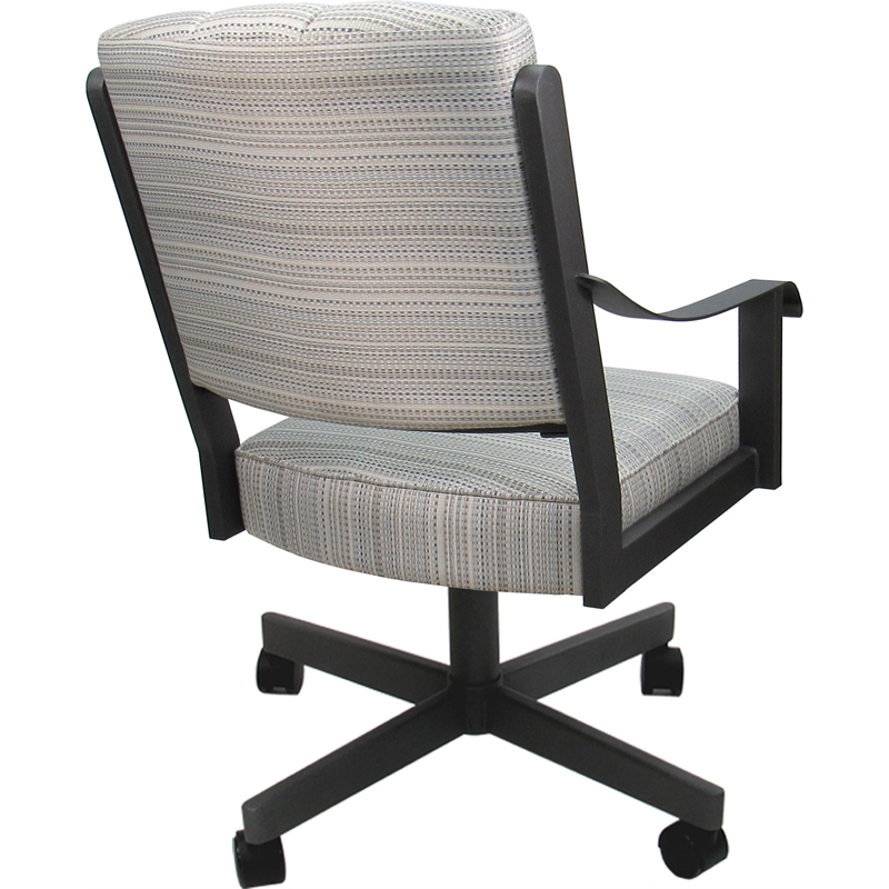 Pemberly Row Dining Caster Chair Swivel Tilt in Cream Fabric Gray Frame