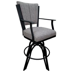 Pemberly Row Swivel Tilt Metal Counter Stool 24&quot Seat in Gray Fabric Black Frame