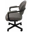 Pemberly Row Fabric Swivel Tilt Dining Arm Chair in Gray on Black