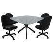 Pemberly Row Dinette Swivel Caster Chairs in Crackle Glass Black Vinyl Grey