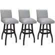 Pemberly Row Set of 3 Extra Tall Swivel Wood Stools in Slate Fabric Dark Walnut