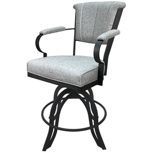 Pemberly Row Swivel Tilt Metal Counter Stool 24&quot Seat in Slate Fabric Gray