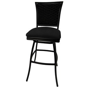 Pemberly Row Outdoor Extra Tall Swivel Bar Stool 35&quot in Black Fabric Black Metal