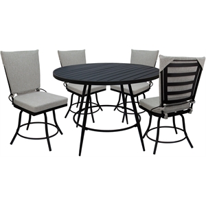 Pemberly Row Patio Dining Set without Arms in White Black Frame