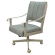 Pemberly Row Dining Caster Chair Swivel Tilt in Teal Fabric Beige Frame