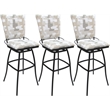 Pemberly Row 3Pc Counter Stools Padded Back Armless - White Fabric on Gray Frame