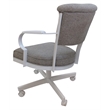 Pemberly Row Swivel Dining Caster Chair in Portwood Ash Fabric & White Metal