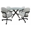 Pemberly Row Dinette Swivel Caster Chairs in Crackle Glass - White Vinyl & Black