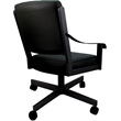 Pemberly Row Leather Dining Caster Chair Swivel Tilt in Black Leather on Black