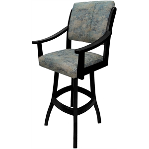 Pemberly Row 30&quot Swivel Solid Wood Bar Stool in Poet Sky Blue & Black