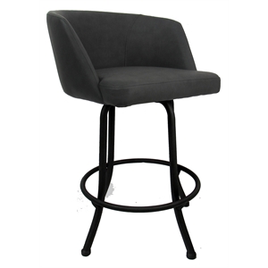Pemberly Row 26&quot Swivel Counter Stool in Charcoal Vinyl with Black Frame