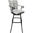 Pemberly Row Set of 3 Bar Stools with Padded Back Arms in White Fabric