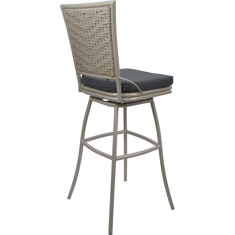 Pemberly Row Extra Tall Armless Swivel Stool in Charcoal Fabric with Beige Frame