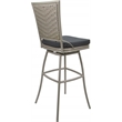 Pemberly Row Extra Tall Armless Swivel Stool in Charcoal Fabric with Beige Frame