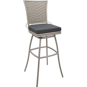 Pemberly Row Extra Tall Armless Swivel Stool in Charcoal Fabric with Beige Frame