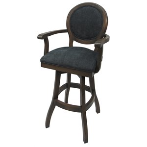 Pemberly Row Contemporary 30&quot Swivel Solid Wood Bar Stool in Charcoal