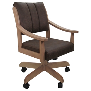 Pemberly Row Caster Wood Dining Chair in NW Whiskey Brown Fabric Light Maple