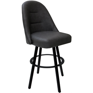 Pemberly Row Swivel Metal Bar Stool 30&quot Seat in Gray Vinyl & Black