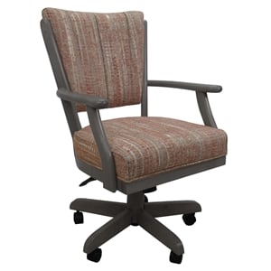 Pemberly Row Caster Solid Wood Dining Chair in Madder Red Fabric & Dark Gray