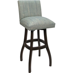 Pemberly Row Extra Tall Solid Wood 34&quot Bar Stool in Teal Fabric & Dark Walnut