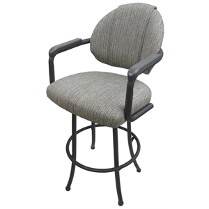 Pemberly Row 26&quot Indoor Counter Metal Bar Stool with Upholstered Back in Gray
