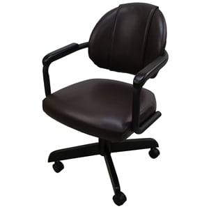 Pemberly Row 34&quot Swivel Metal Dining Chair with Upholstered Seat in Brown