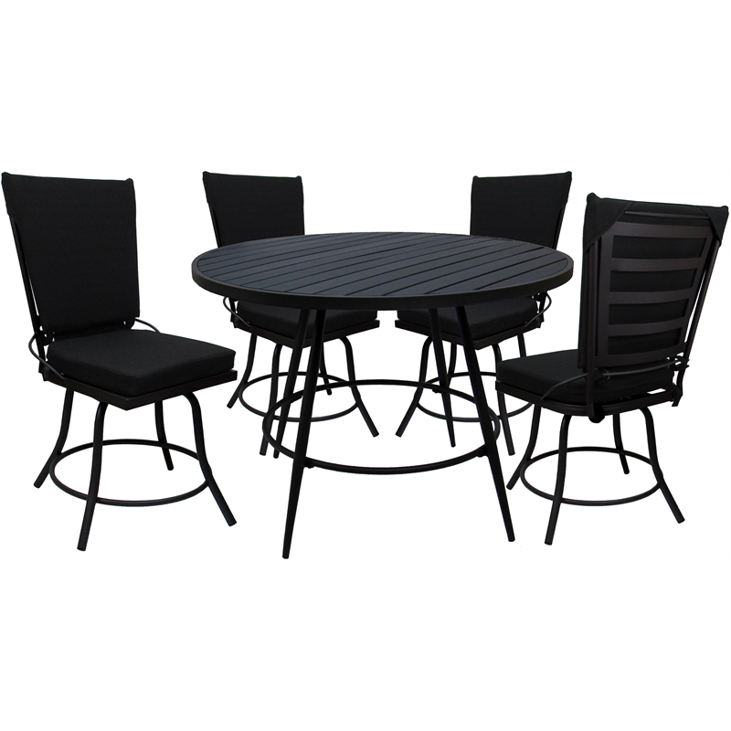Pemberly Row Outdoor or Indoor Patio Dining Set without Arms in Black