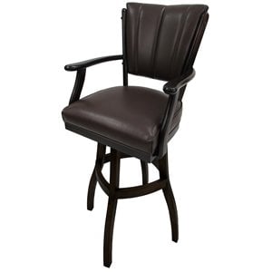 Pemberly Row 35&quot Swivel Wood Extra Tall Bar Stool in Brown Vinyl