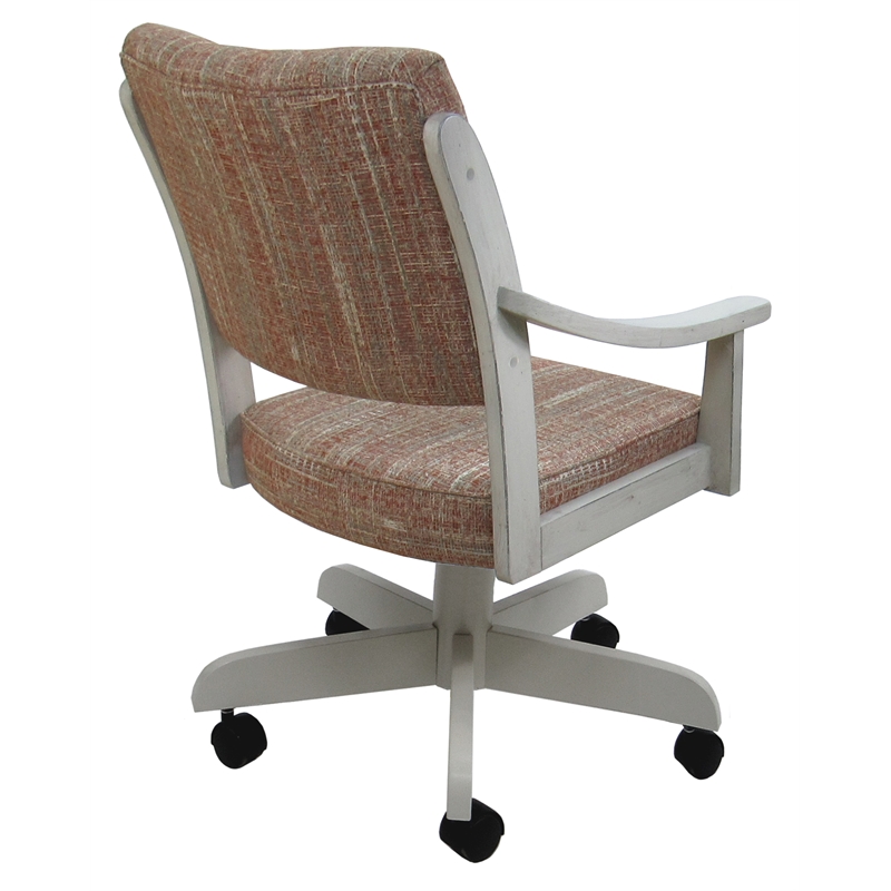 Pemberly Row Caster Dining Chair in Watusi Madder Red Fabric & Antique White