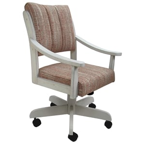 Pemberly Row Caster Dining Chair in Watusi Madder Red Fabric & Antique White