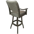 Pemberly Row Wood Bar Stool in Driftwood Beige Fabric with Asian Gray Wood
