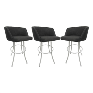 Pemberly Row Swivel Metal Bar Stool 30&quot in Moonstone & White