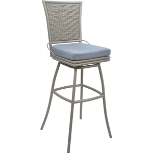 Pemberly Row Outdoor/Indoor Extra Tall Swivel Stool 34&quot Armless in Blue Fabric