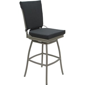 Pemberly Row Outdoor/Indoor Swivel Counter Stool 26&quot Armless in Charcoal Fabric