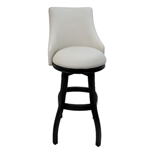 Pemberly Row Swivel Wood Counter Bar Stool 26&quot in Ocean Beige Vinyl