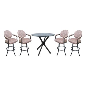 Pemberly Row Pub Set with 26&quot Swivel Counter Stools in Madder