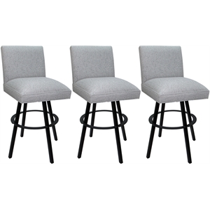 Pemberly Row Set of 3 Extra Tall Swivel Metal Stools 34&quot in Hemsath Slate Fabric