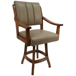 Pemberly Row 26&quot Swivel Counter Stool in Taupe Brown Fabric with Brown Frame