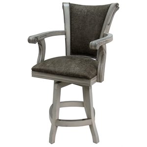 Pemberly Row 26&quot Swivel Solid Wood Counter Stool in Poloma Gray