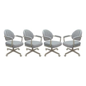 Pemberly Row Set of 4 Swivel Metal Dining Caster Chairs in Hemsath Slate