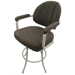 Pemberly Row 30&quot Upholstered Swivel Bar Stool in Sanora Brown with Beige Frame