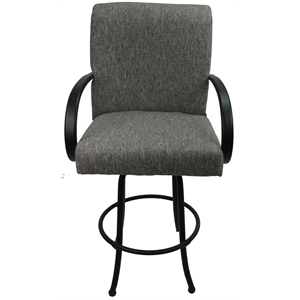Pemberly Row Swivel Counter 26&quot Bar Stool in Mojave Gray Fabric with Black Frame