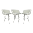 Pemberly Row Set of 3 Swivel Extra Tall Vinyl and Metal Bar Stools in White