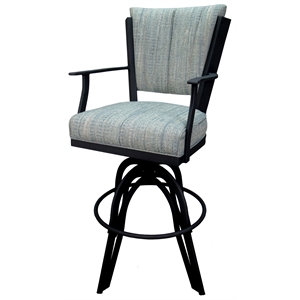 Pemberly Row Swivel Tilt Metal Counter Stool 24&quot in Aqua Fabric with Black Frame
